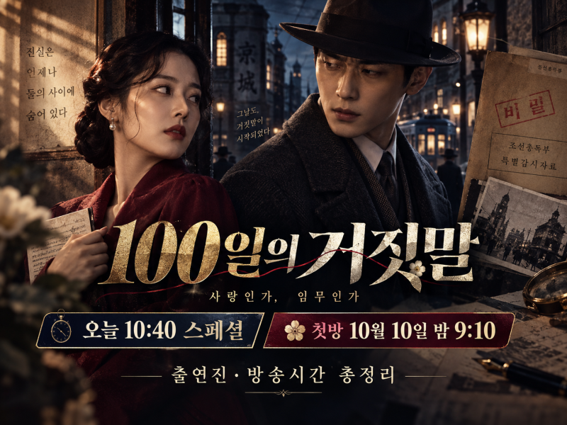 100일의 거짓말 오늘 10시40분 스페셜｜첫방은 10월10일, 김유정·박진영 출연진 정리