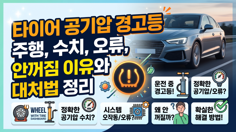 타이어 공기압 경고등 주행, 수치, 오류, 안꺼짐 이유와 대처법 정리