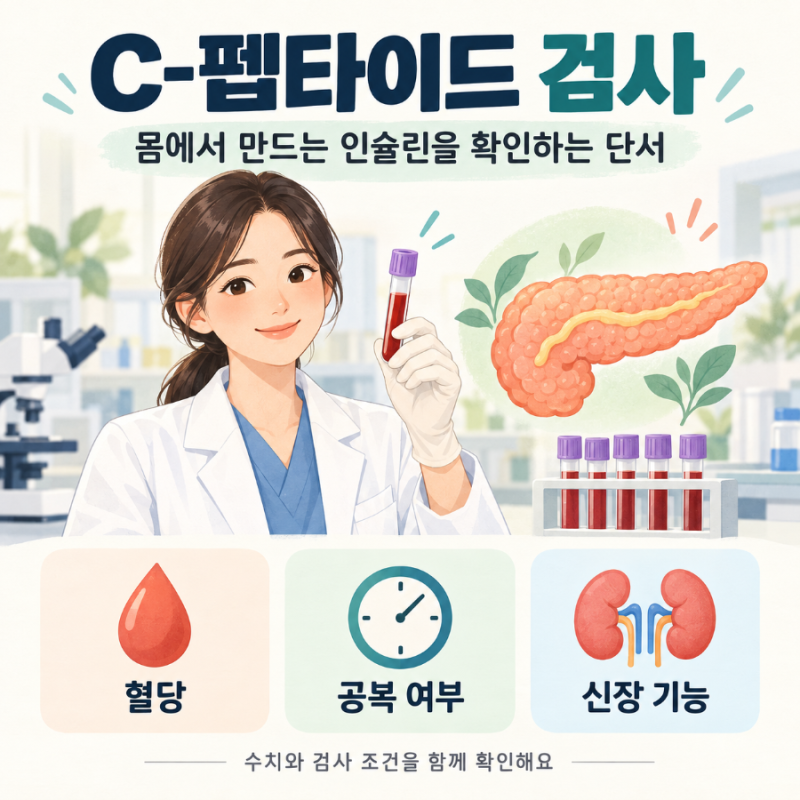 C-펩타이드 검사 정상수치｜높거나 낮을 때 의미와 인슐린 검사 차이