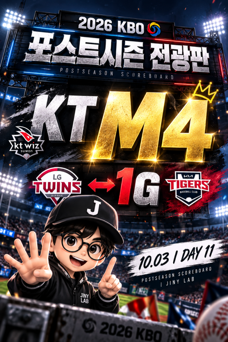2026 KBO 포스트시즌 대진표 예상｜KT M4, LG-KIA 이제 1G｜포스트시즌 전광판 #8