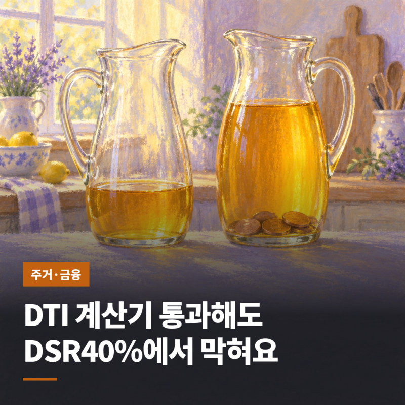 DTI 계산기 통과해도 DSR40%에서 막혀요