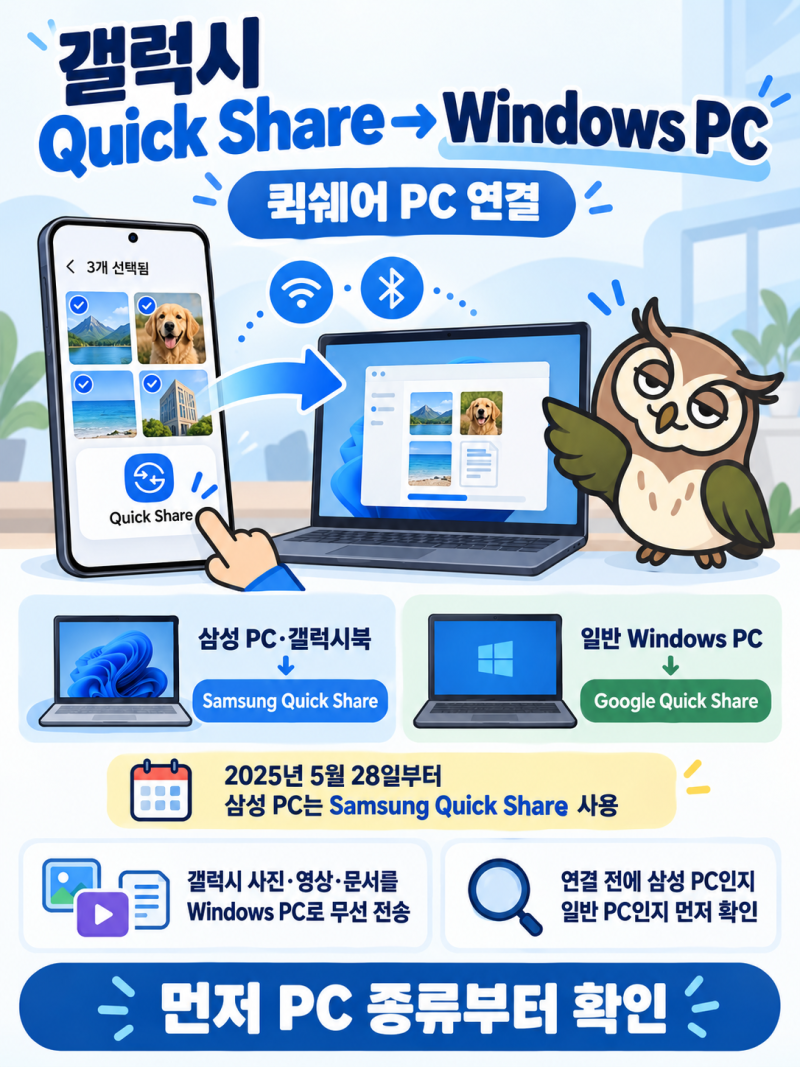 2026 갤럭시 Quick Share 윈도우 연결법, 일반 PC·갤럭시북 앱부터 다릅니다