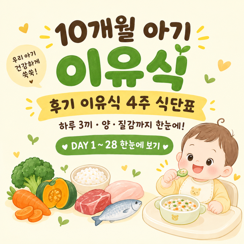 10개월 아기 이유식 식단표｜후기 이유식 4주 식단·양·질감 총정리