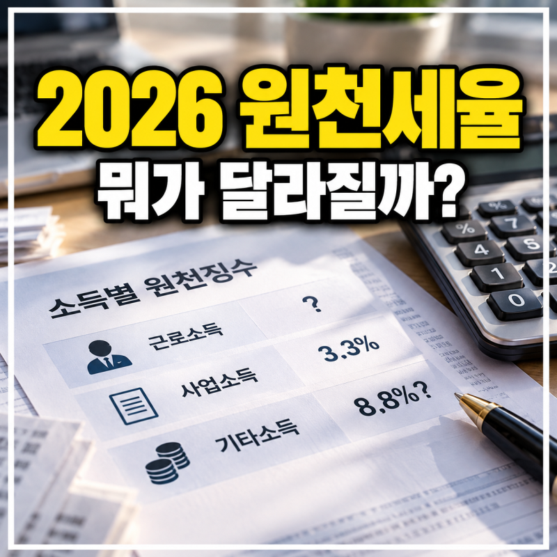 2026 원천세율 총정리, 근로·사업·기타소득별 얼마나 떼는 걸까?