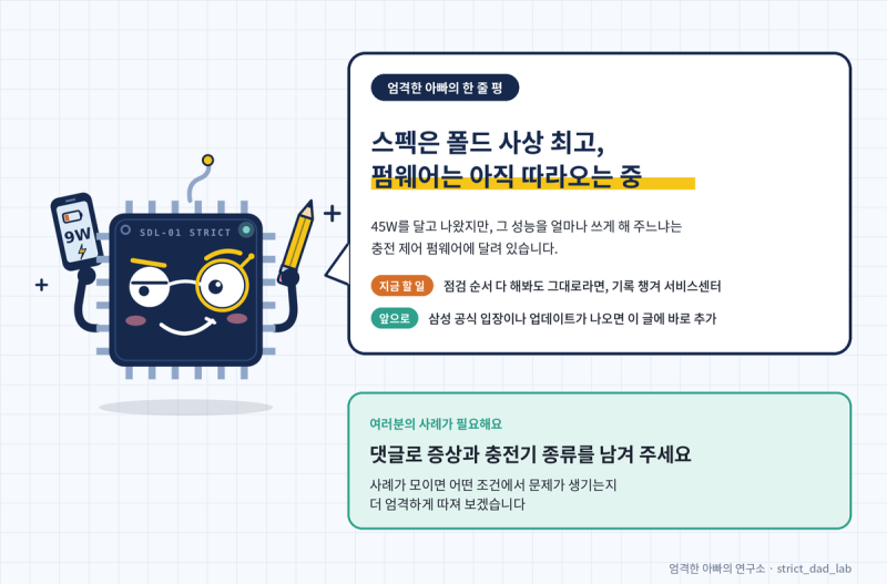 갤럭시 Z 폴드8 충전 속도 느려짐·끊김 이슈 총정리