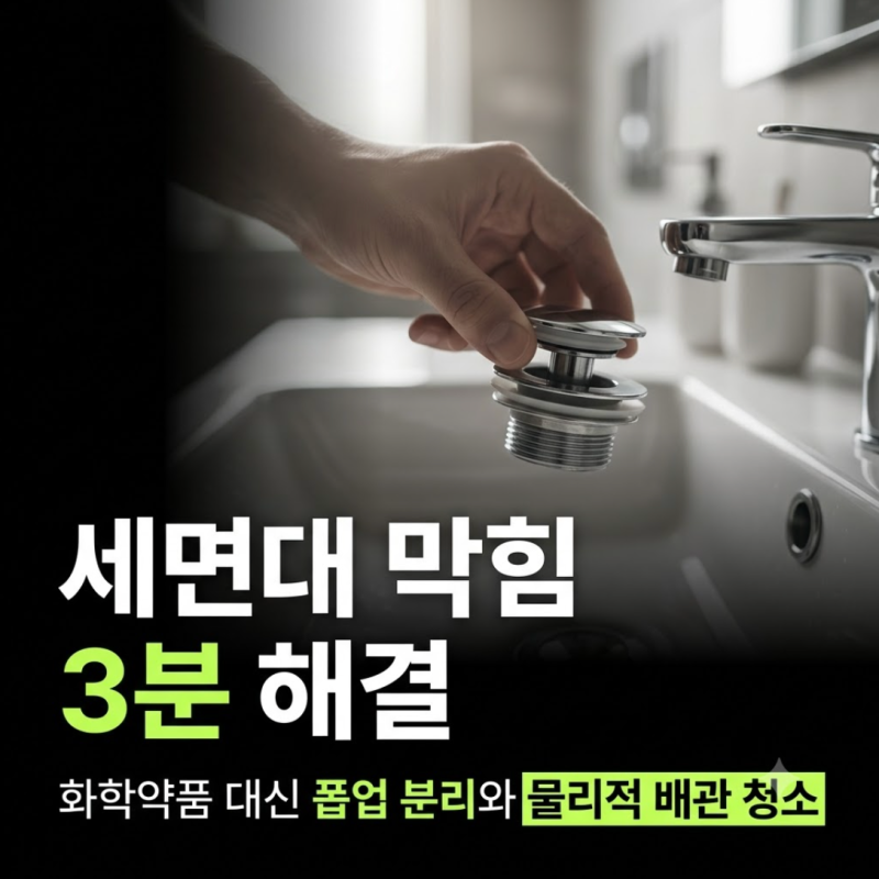 세면대 물이 안내려갈때 뚫는법 폽업 분리와 배관 기름때 물리적 청소 3단계