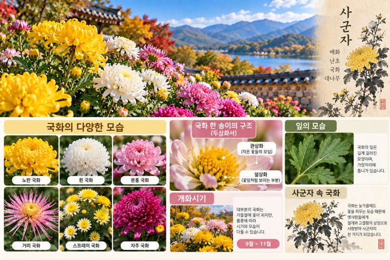 국화는 왜 가을을 대표하는 꽃이 되었을까?꽃말부터 사군자 이야기까지