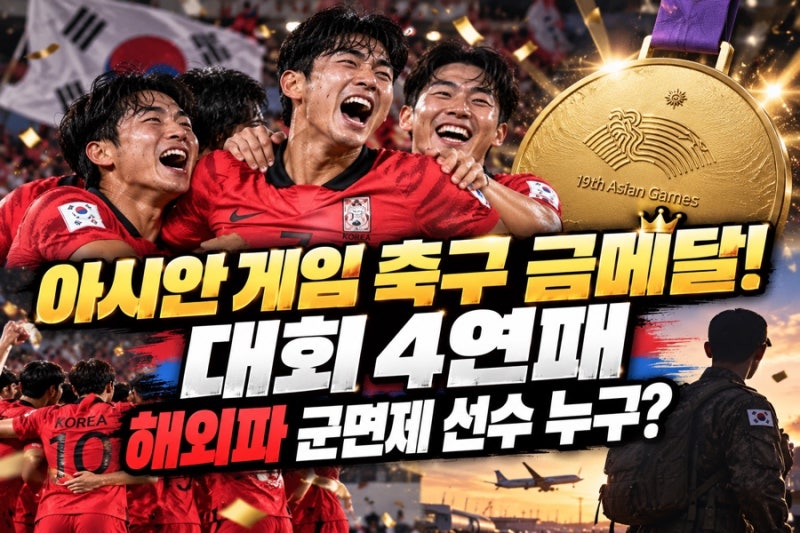 아시안게임 축구 금메달! 사상 첫 4연패…군면제 혜택 받는 해외파 선수는 누구?