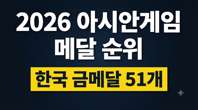 2026 아시안게임 메달 순위 실시간｜한국 금메달·종목별 현황 총정리