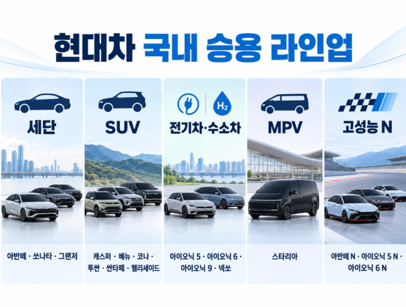 현대자동차 차종 총정리 세단·SUV·전기차 한눈에 보기