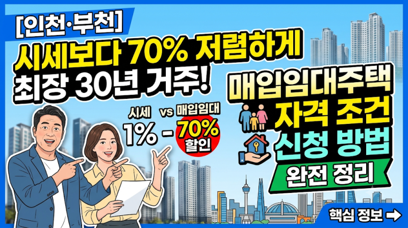 [인천·부천] 시세보다 70% 저렴하게 최장 30년 거주! 매입임대주택 자격 조건 및 신청 방법 완....