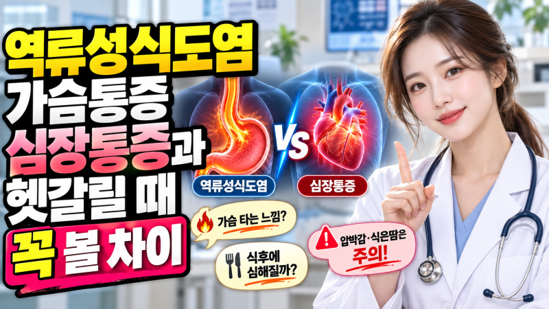 역류성식도염 가슴통증, 심장통증과 헷갈릴 때 꼭 볼 차이가 있습니다