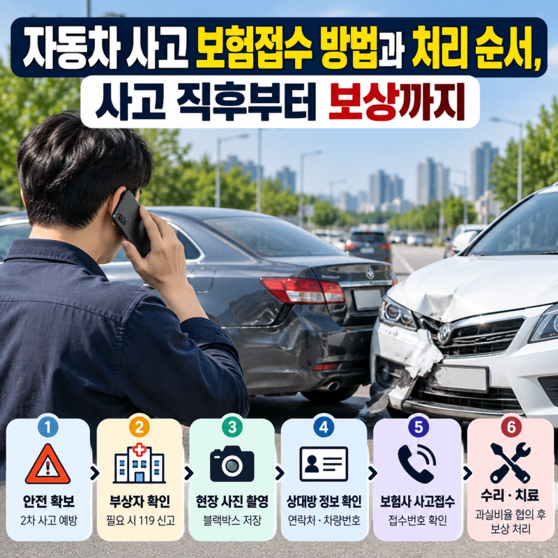 자동차 사고 보험접수 방법과 처리 순서, 사고 직후부터 보상까지