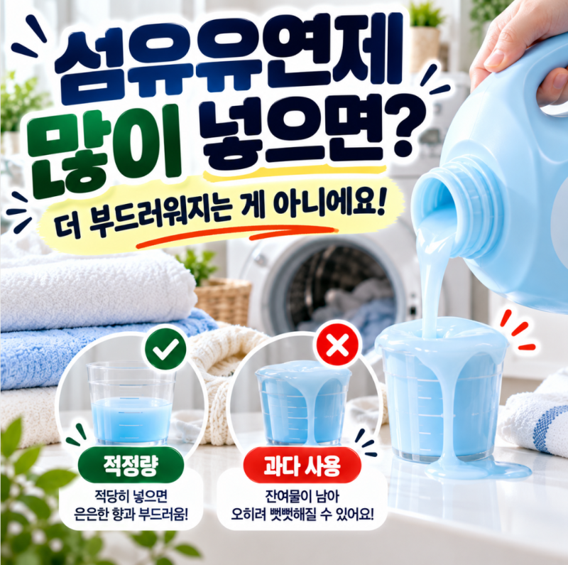 섬유유연제 많이 넣으면 부드러워진다는 착각, 옷 뻣뻣해지는 진짜 이유