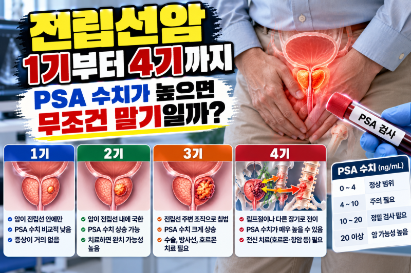 전립선암 1기부터 4기까지, PSA 수치가 높으면 무조건 말기일까?