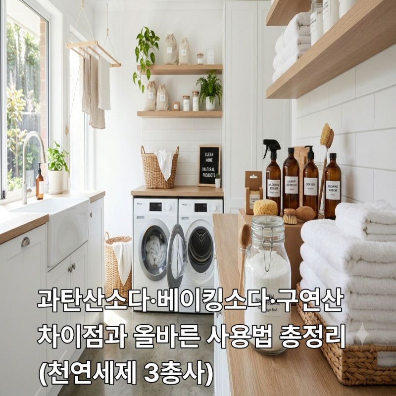 과탄산소다·베이킹소다·구연산 차이점과 올바른 사용법 총정리 (천연세제 3총사)