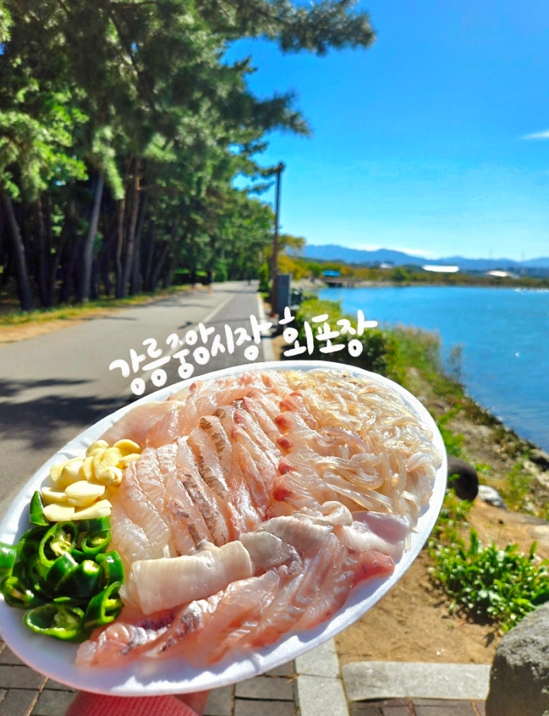 江陵中央市場の刺身持ち帰り人気店「ウンチョンフェッチプ」慶浦湖ピクニックで楽しむ新鮮さ