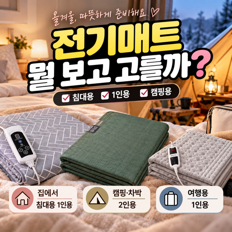 전기매트 고르는 법, 침대용·1인용·캠핑용 3가지 비교해봤어요 일찍 준비해서 난방비절약 ....