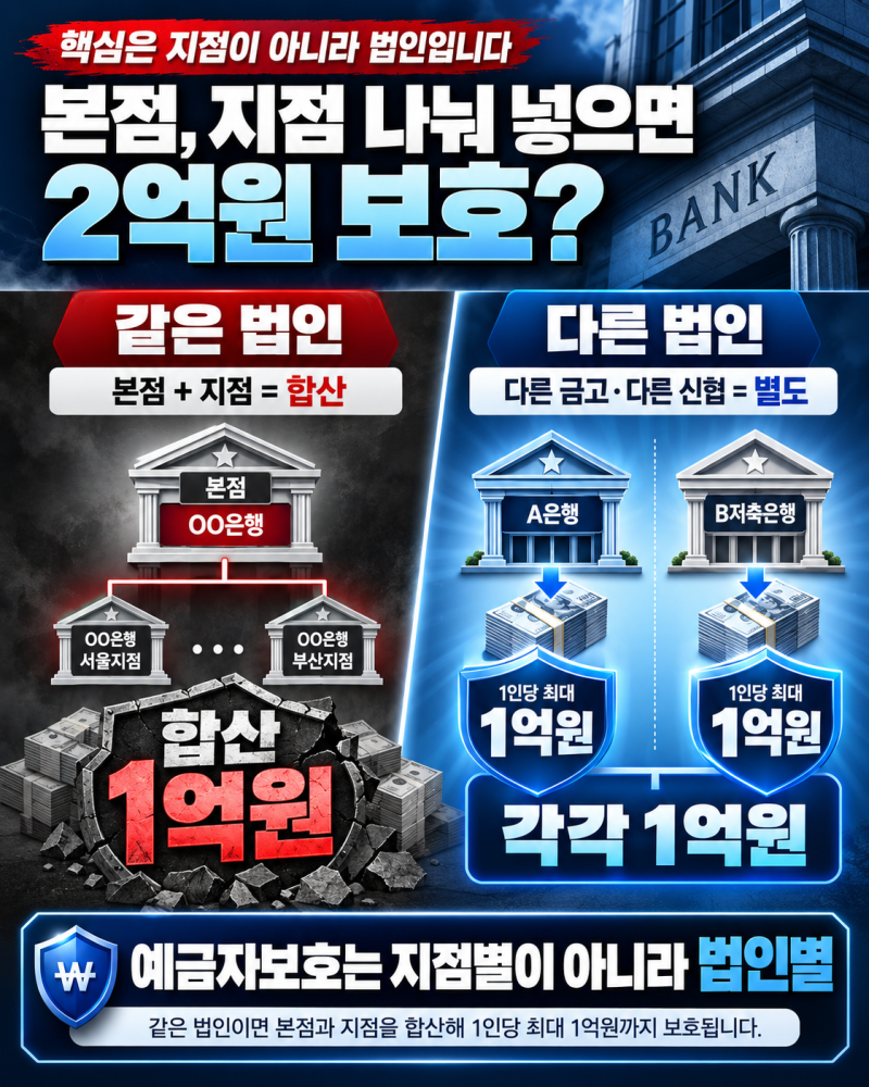 새마을금고, 신협 예금자보호 1억원, 본점 지점 나눠 넣으면 2억원 보호될까?