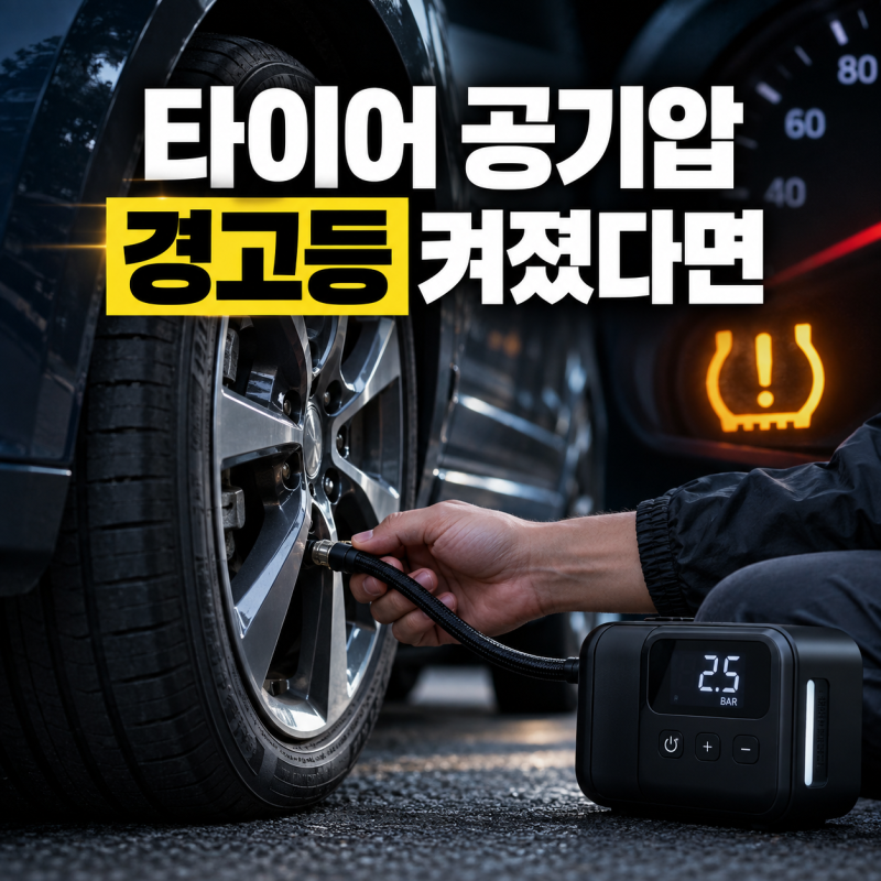 타이어 공기압 경고등, 적정 수치 총정리(주입기, 넣는 곳, 비용까지)