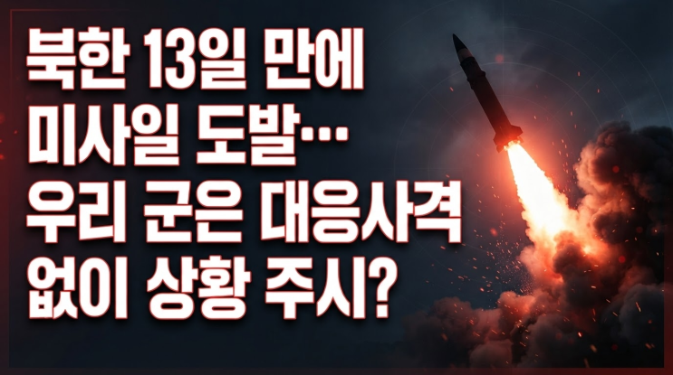 북한 13일 만에 미사일 <b>도발</b>…우리 군은 <b>대응</b>사격 없이 상황 주시?