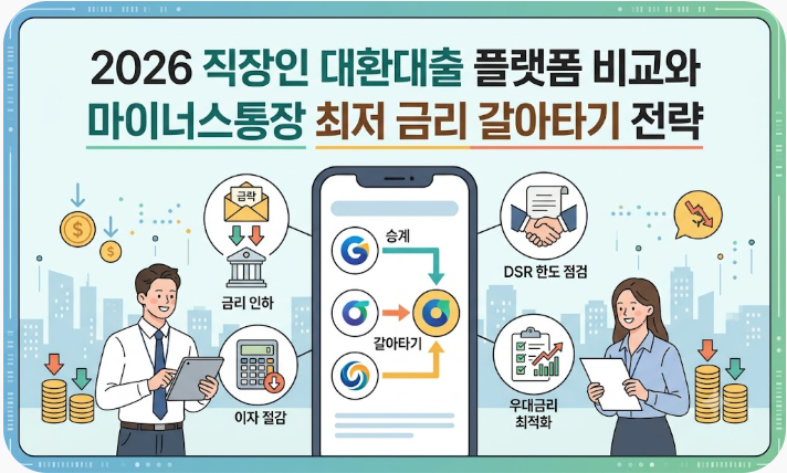 2026 직장인 대환대출 플랫폼 비교와 마이너스통장 최저 금리 갈아타기 전략