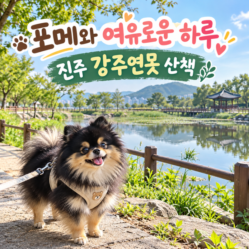 Dog-Friendly Places in Jinju: A Peaceful Walk with a Pomeranian at Gangjuyeonmot Pond