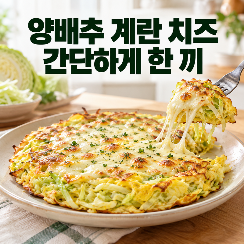 양배추 계란 모짜렐라 치즈 요리, 프라이팬 하나로 간단하게 한 끼 만드는 법