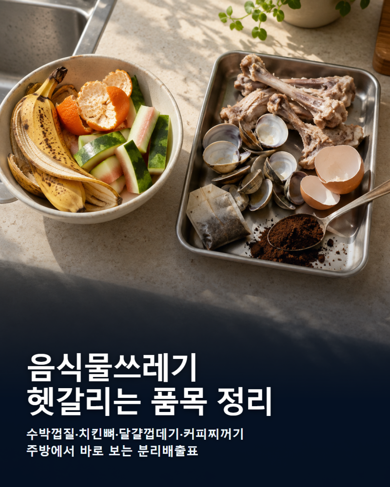 음식물쓰레기 분리배출 총정리｜수박껍질·달걀껍데기·치킨뼈·커피찌꺼기 어디에 버릴까?