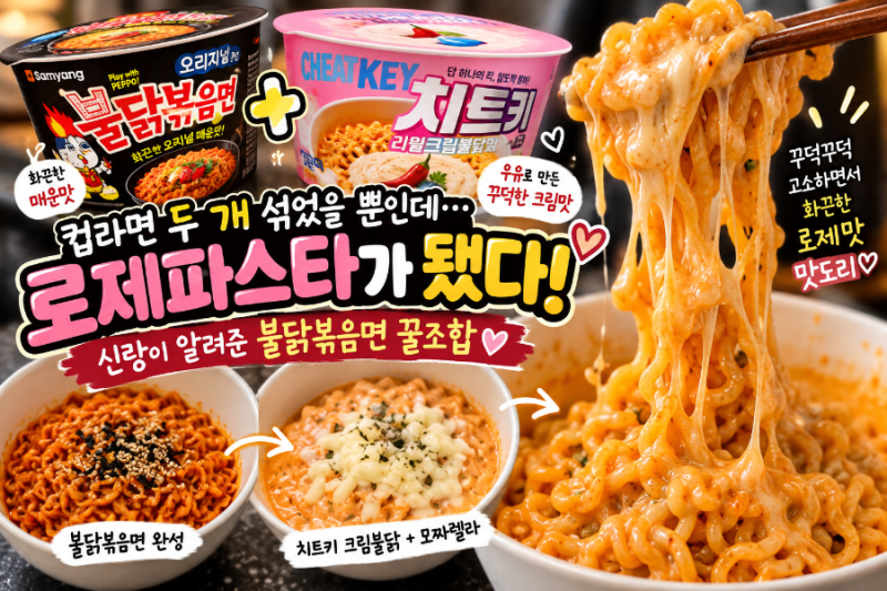 불닭볶음면 꿀 조합, 치트키 리얼크림불닭맛 섞었더니 꾸덕한 로제맛 완성