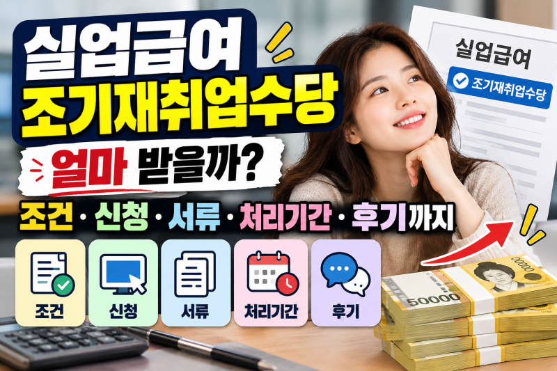 실업급여 조기재취업수당 조건·신청｜얼마 받을까? 서류·처리기간·후기까지