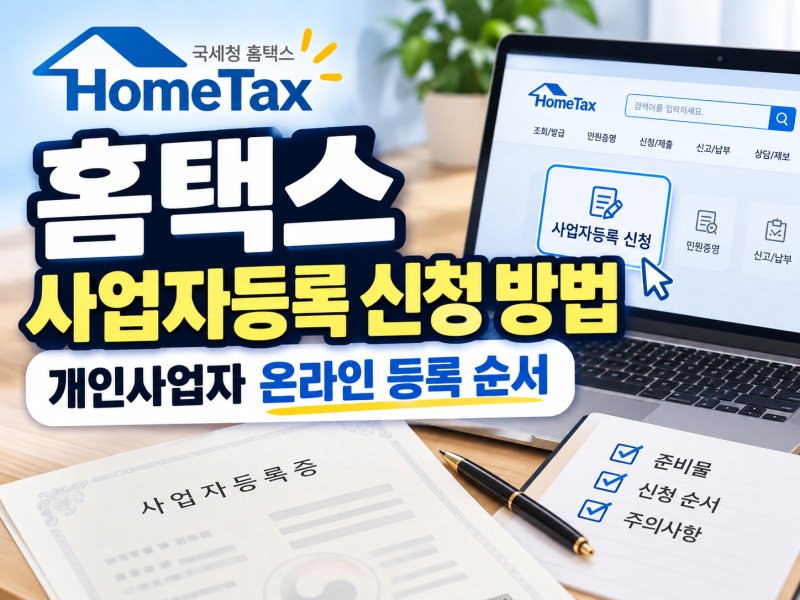 홈택스 사업자등록 신청 방법, 개인사업자 온라인 등록 순서!