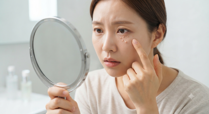 “눈 밑에 살색 좁쌀이 오돌토돌 늘어요”… 한관종, 비립종과 다른 점과 짜면 안 되는 이유