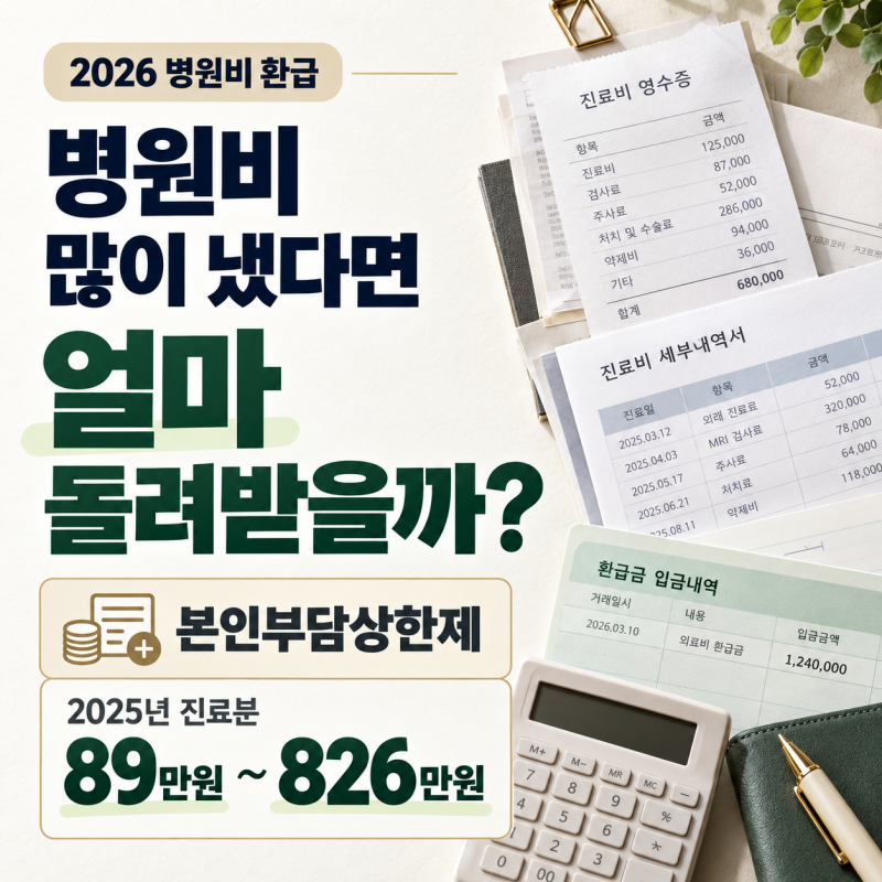 병원비 많이 냈다면 얼마 돌려받을까? 2026 본인부담상한제 환급금 계산