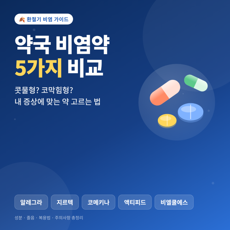 비염약 추천 5가지 비교｜졸음·코막힘 증상별로 고르는 법 (약사 상담 전 필독)