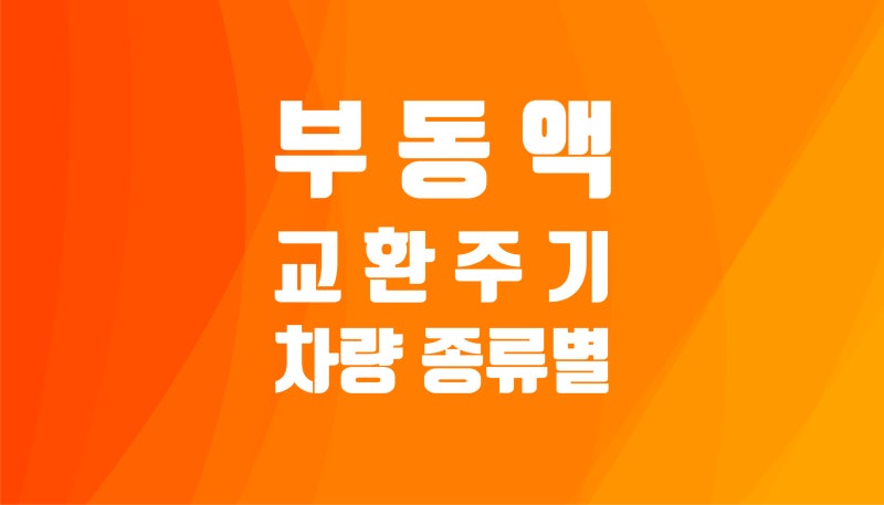 부동액 교환주기 차량별 종류별 교체시기 완벽 정리