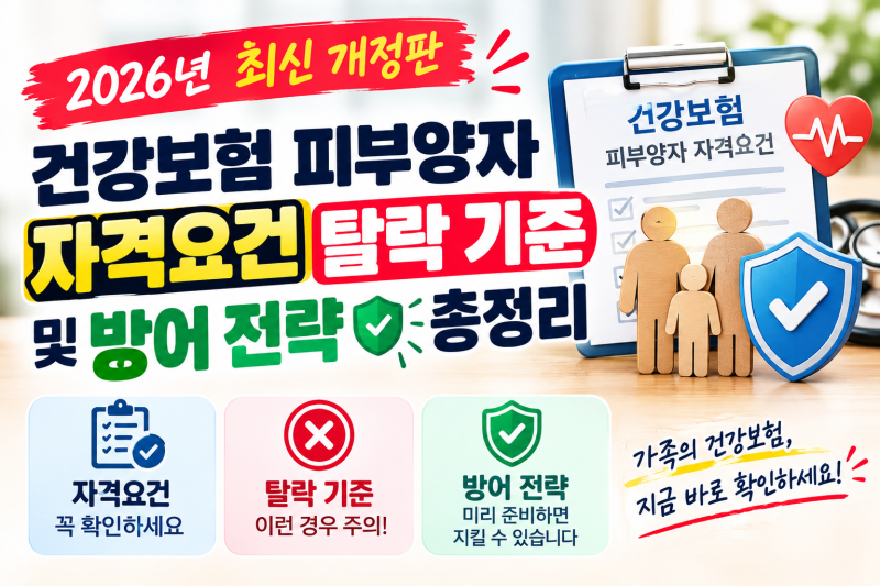 2026년 최신 개정판 건강보험 피부양자 자격요건 탈락 기준 및 방어 전략 총정리