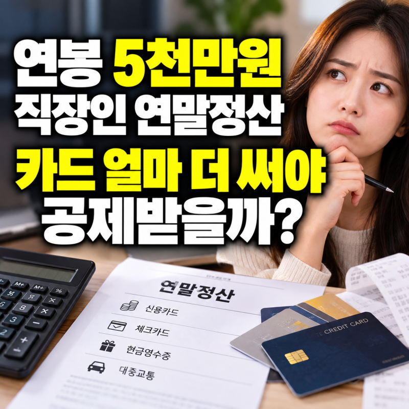 연봉 5천 직장인 연말정산, 카드 얼마 더 써야 공제받을까