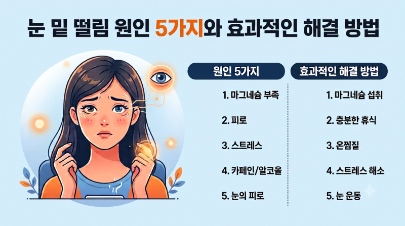 눈 밑 떨림 원인 5가지와 효과적인 해결 방법 (눈 경련 완화 가이드)
