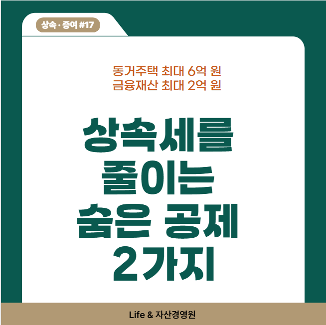 상속세를 줄이는 숨은 공제 2가지 | 동거주택 최대 6억 원·금융재산 최대 2억 원 (상속·증여 #....