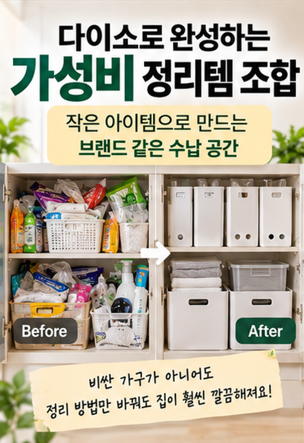 다이소 가면 바구니부터 샀는데 틀렸네요, 칼각 수납은 순서가 따로 있어요