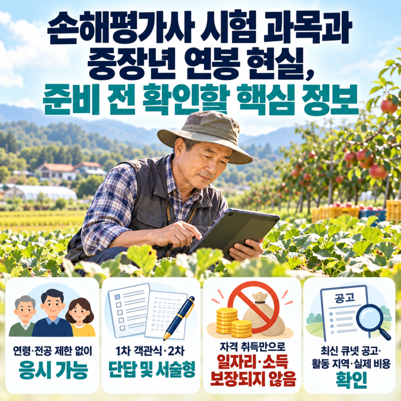 손해평가사 시험 과목과 중장년 연봉 현실, 준비 전 확인할 핵심 정보