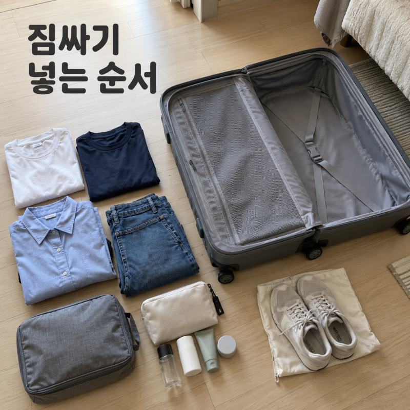 캐리어 짐싸기 꿀팁, 옷·신발·세면도구 수납 5단계