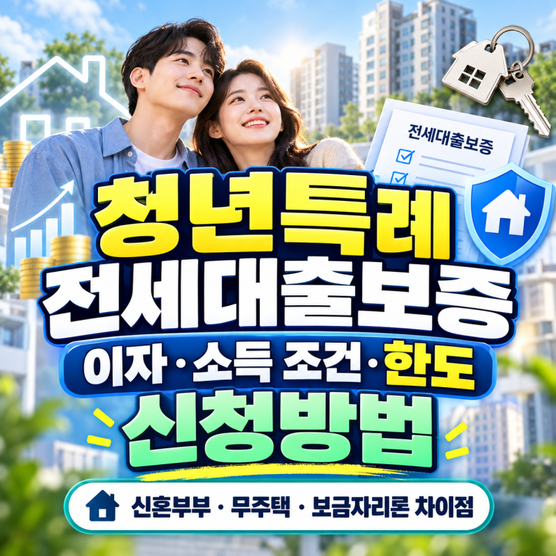 청년특례 전세대출보증 이자 소득 조건 한도 신청방법(+신혼부부, 무주택, 보금자리론 차이....