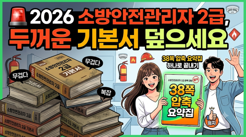 2026 소방안전관리자 2급, 두꺼운 기본서 덮으세요 | 38쪽 압축 요약집 하나로 끝내기