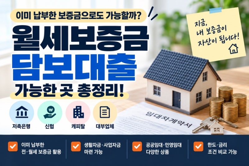 전 월세보증금 담보대출 어디서 받을까? 이미 납부한 보증금 활용방법