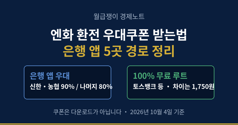 엔화 환전 우대쿠폰 받는법, 은행 앱 5곳 경로 정리