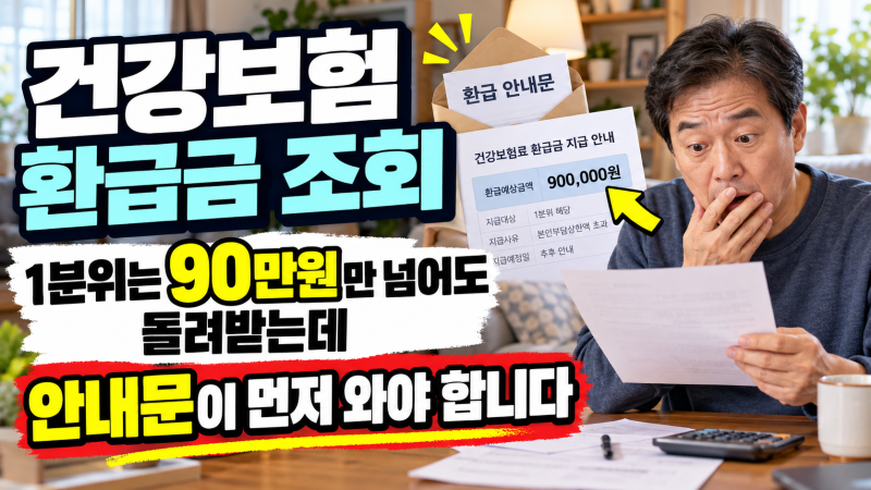 건강보험 환급금 조회, 2026년 1분위는 90만원만 넘어도 돌려받는데 안내문이 먼저 와야 합니....