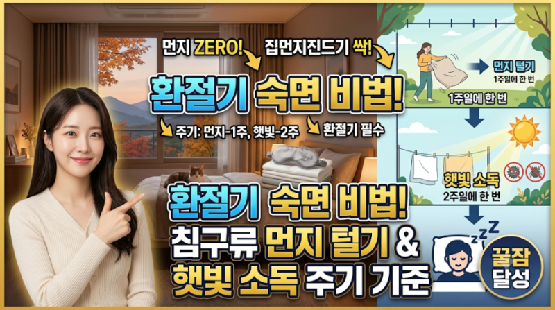 환절기 수면 질 높여주는 침구류 먼지 털기 및 햇빛 소독 주기 기준