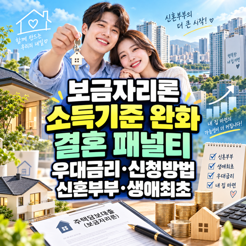 보금자리론 대출 소득 기준 결혼 패널티 우대금리 신청방법 (+신혼부부, 생애최초, 연소득 자....